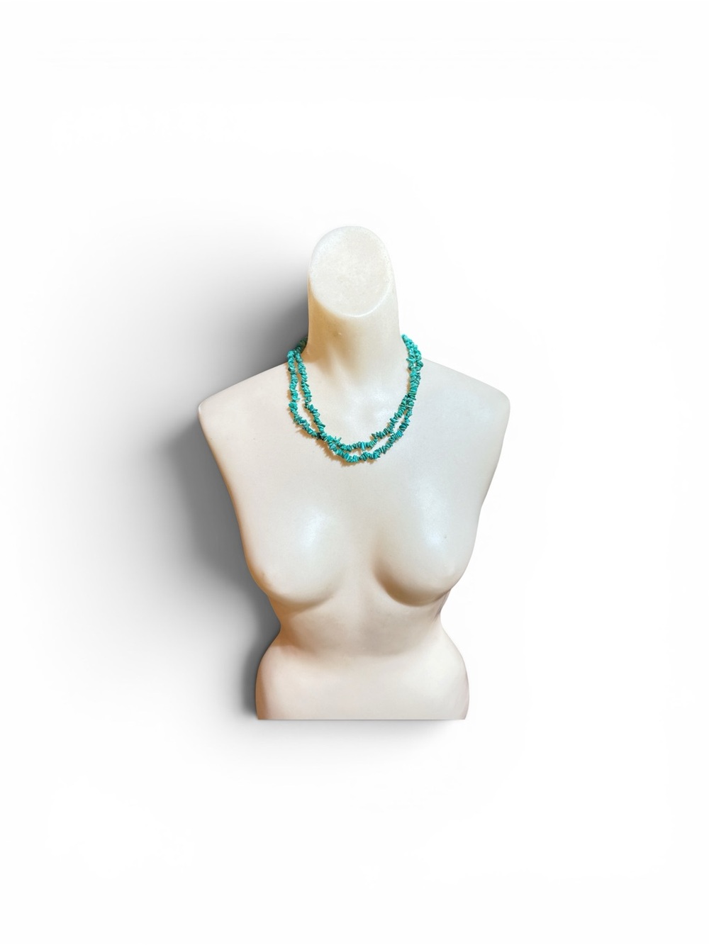 Vintage Adjustable Sterling Double Turquoise Nugget Chip Strand Necklace 20”